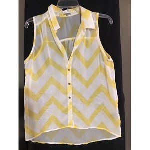 Yellow and White Chevron Sleeveless top
